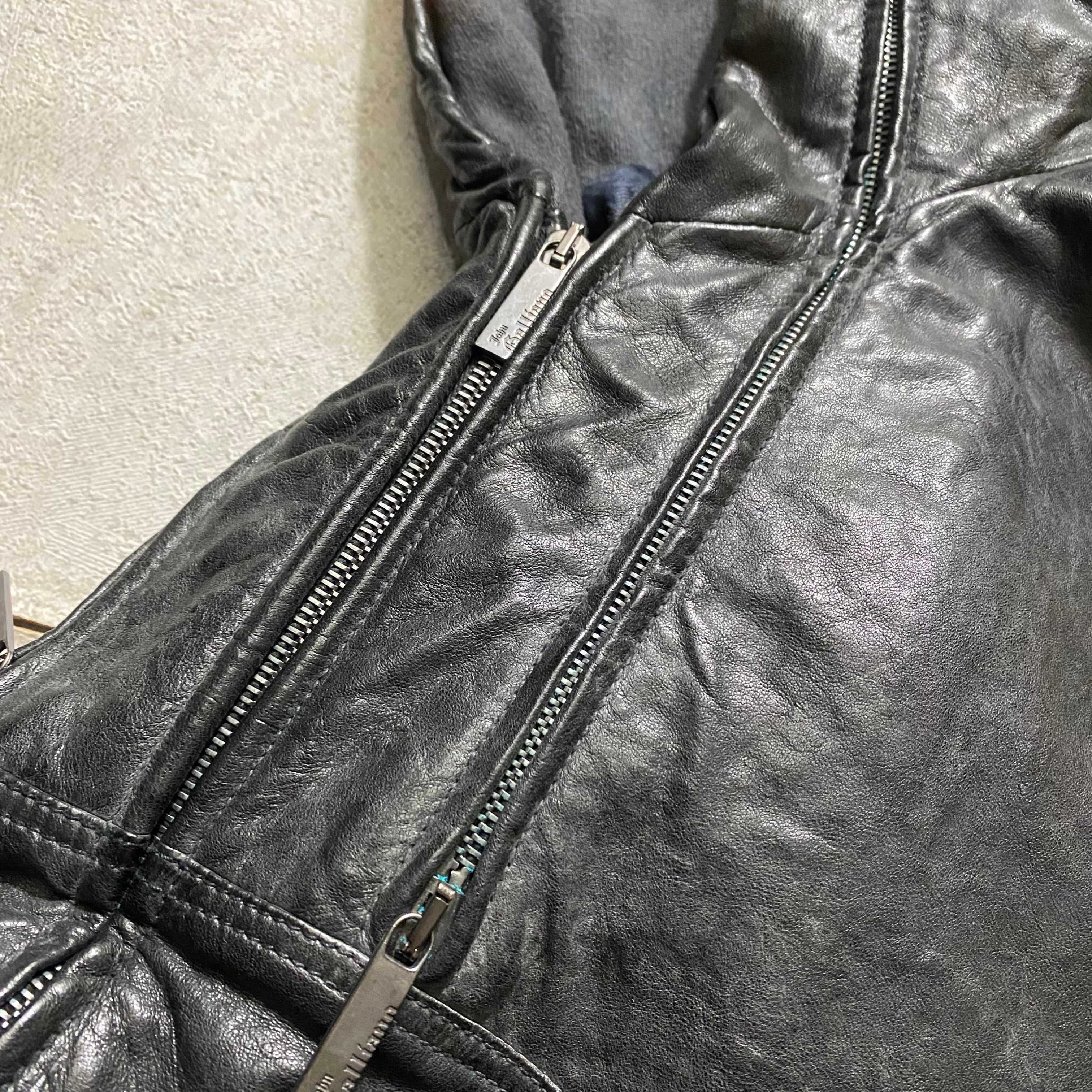 JOHN GALLIANO sweat switching leather blouson | NOIR ONLINE