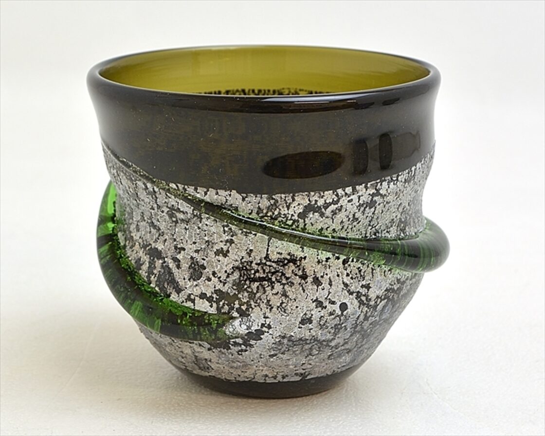稲嶺盛一郎作(琉球ガラス工房 絆) 琉球ガラス 清銀宙吹グラス 各色 