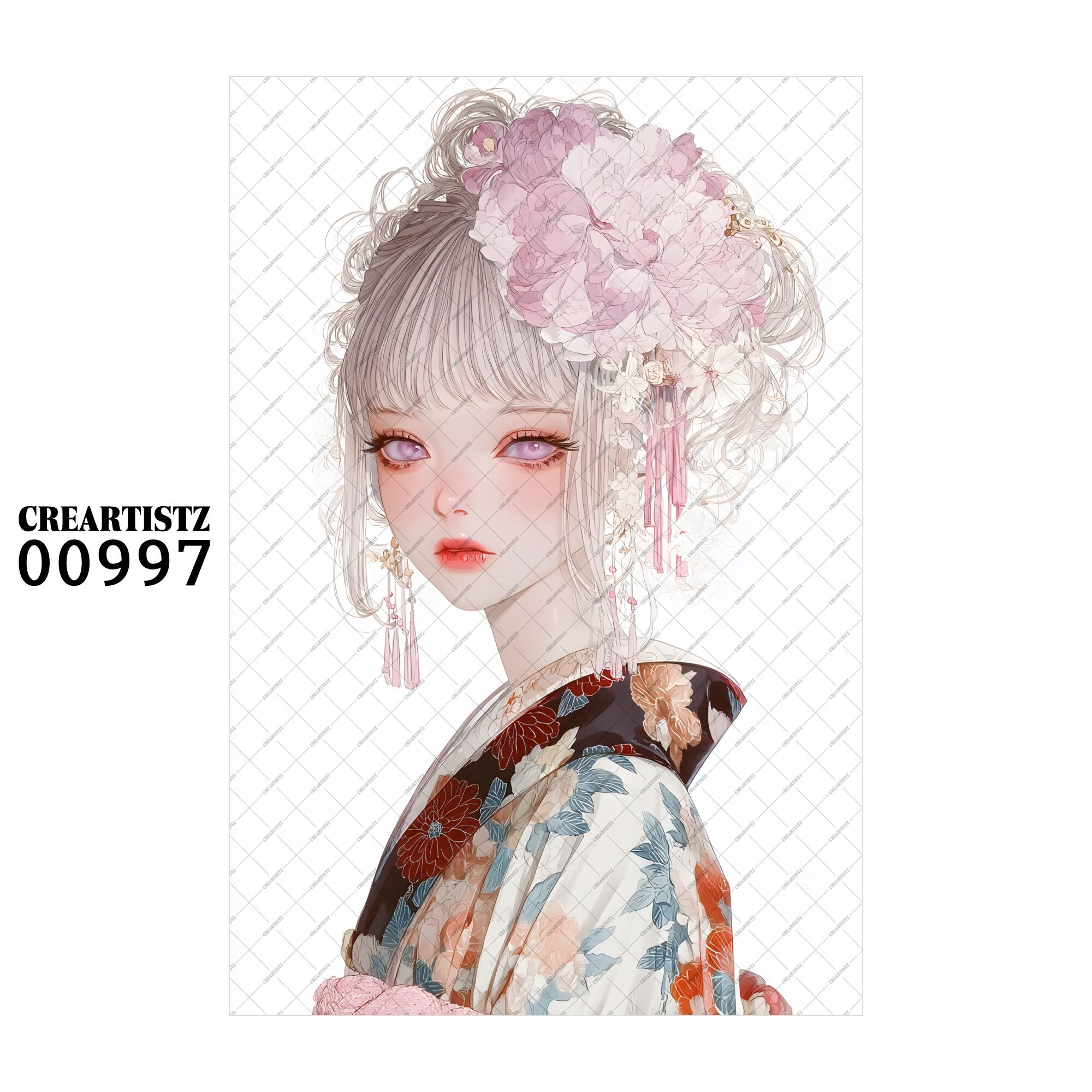 00997 ガール キュート オリジナル ペーパー/ステッカー 4枚セット CREARTISTZ