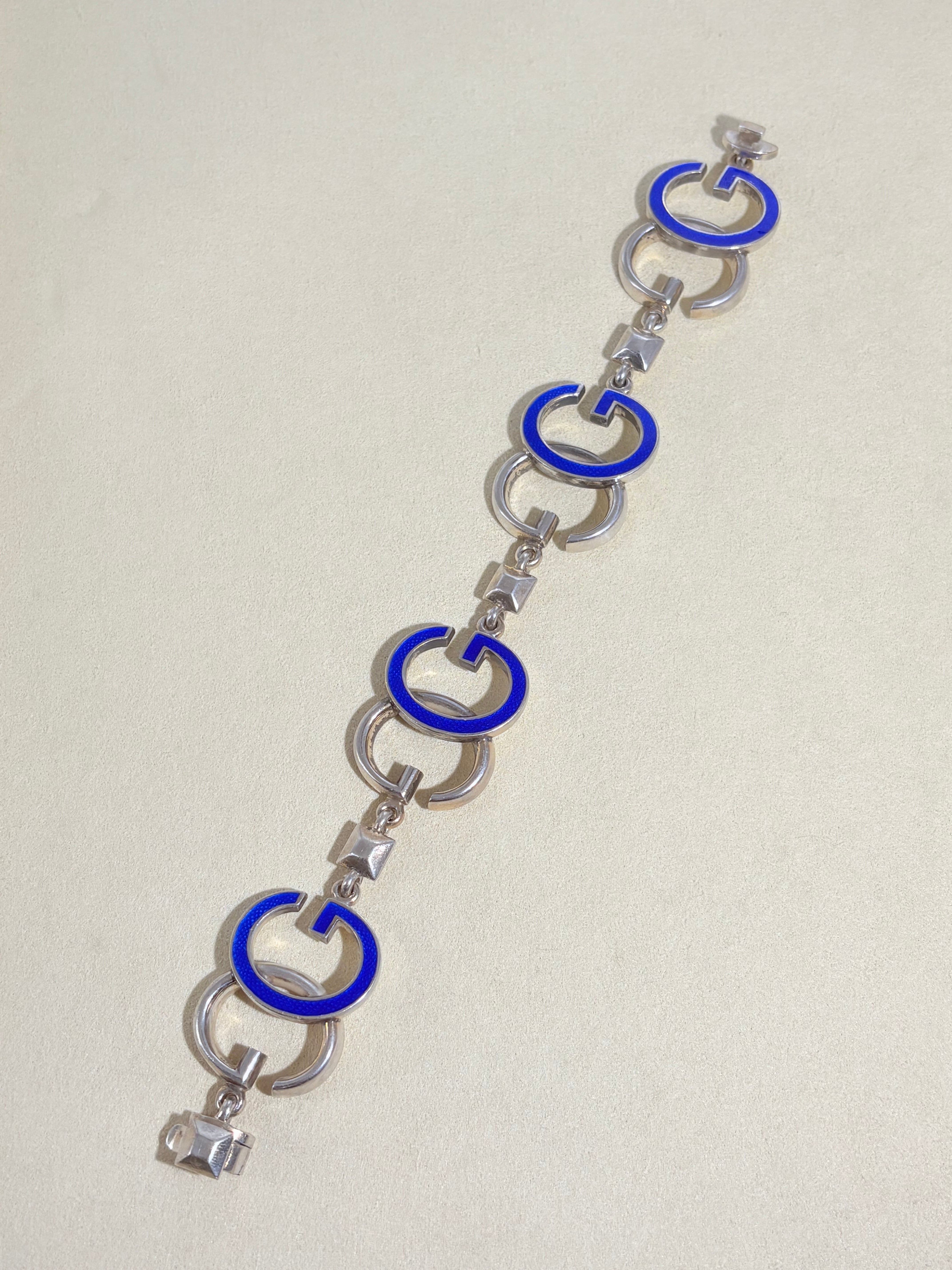 60s Blue Enamel Bracelet -GUCCI-