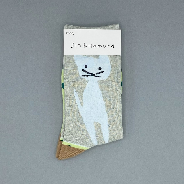 【JIN KITAMURA】北村人 SOCKS CAT IN FLOWER GARDEN 猫とお花畑 ソックス