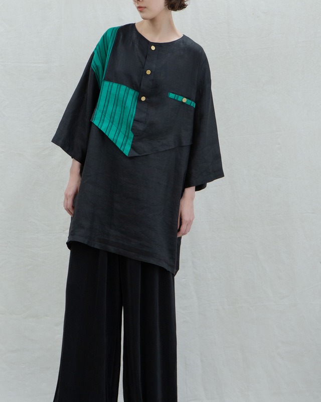 1980s geometric linen over shirt