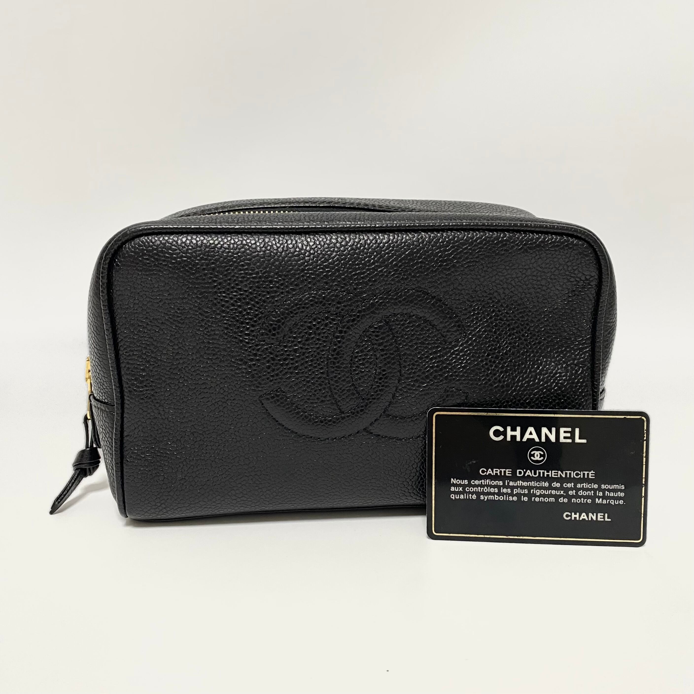 CHANEL シャネル コスメポーチ キャビアスキン ブラック-