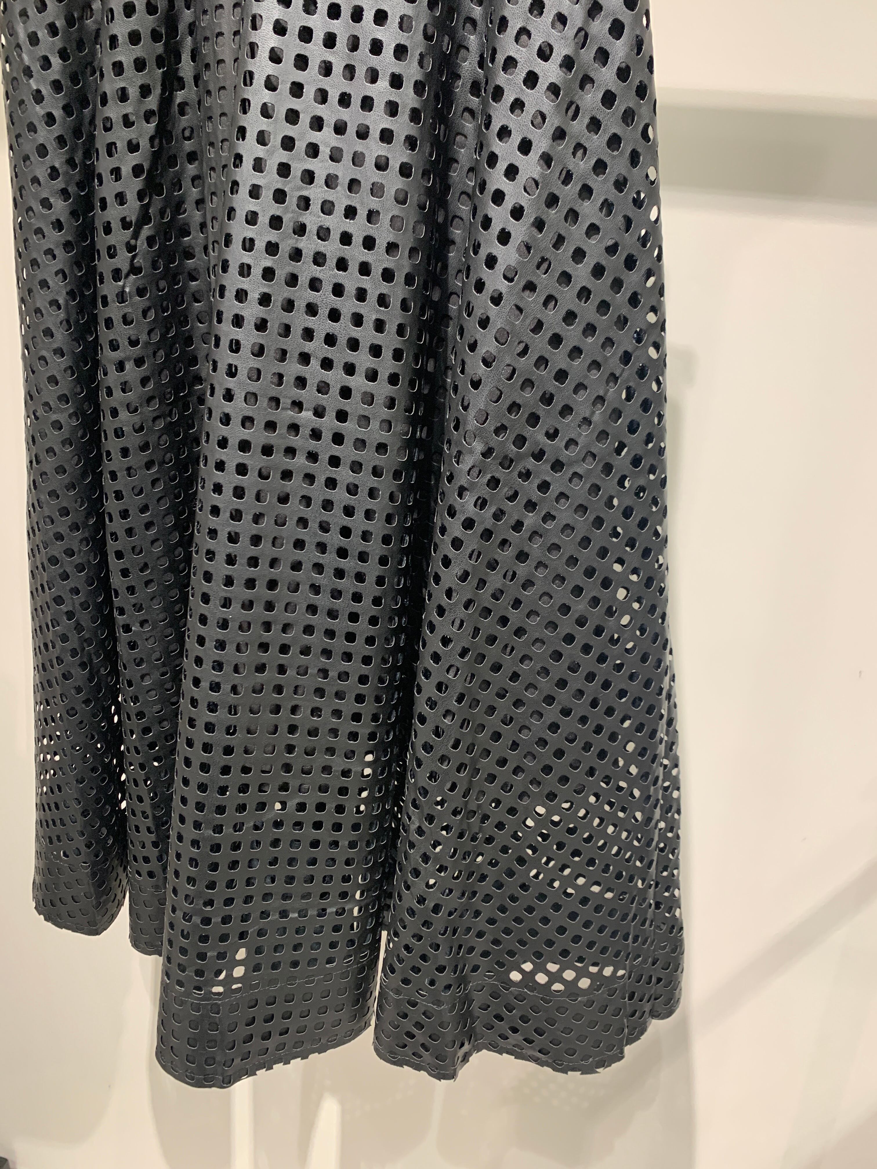 punching leather flare skirt