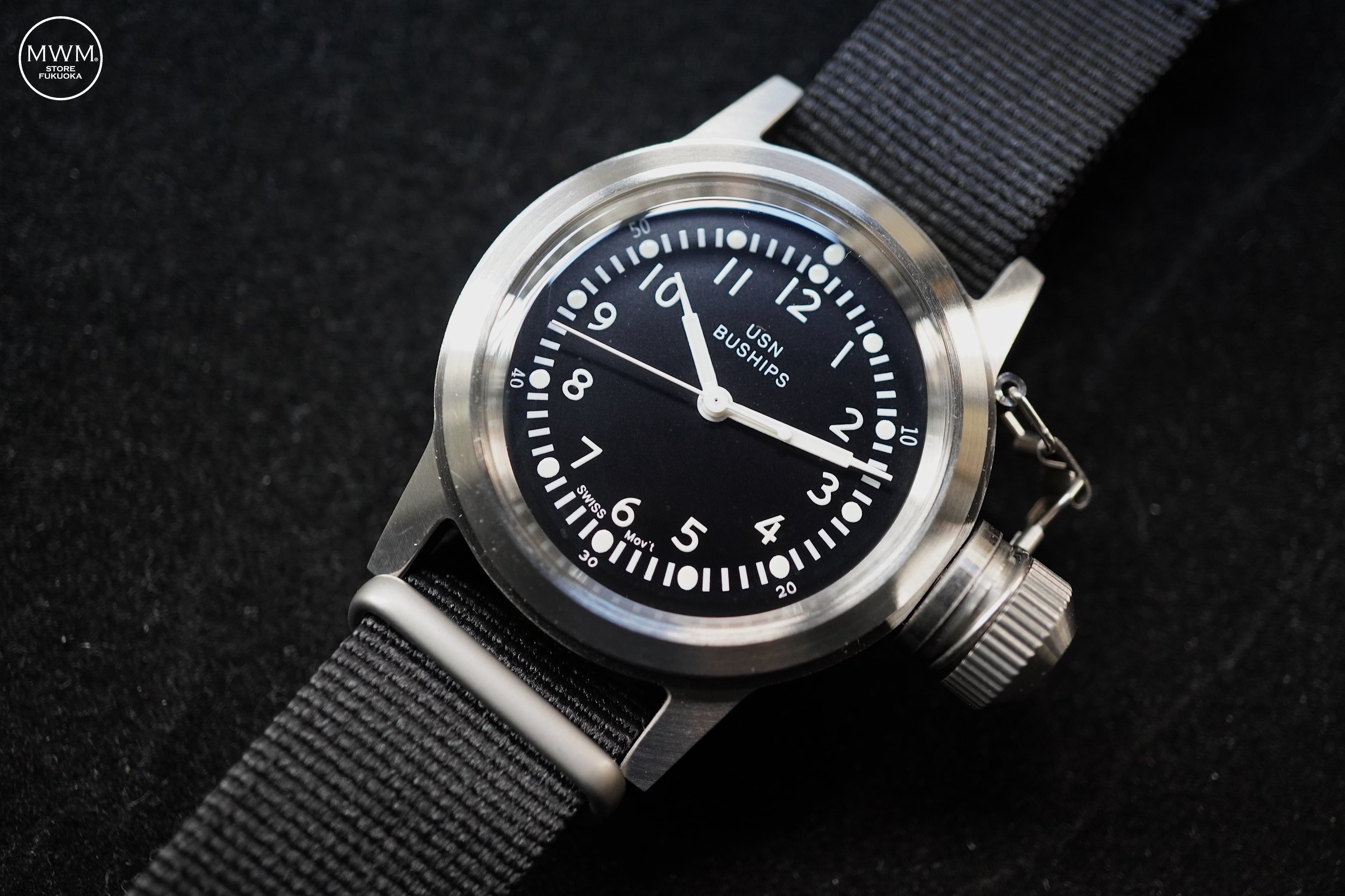 Naval military watch Mil.-04 SV/BK US MARINE USN BUSHIPS type