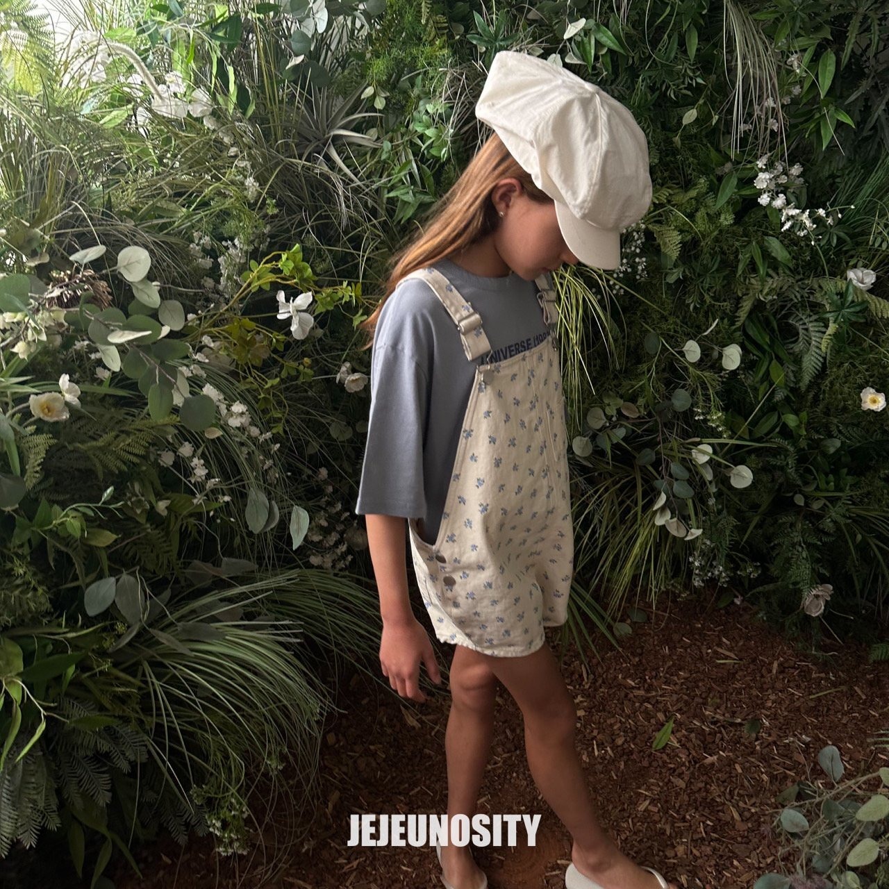 【jejeunosity】コットンベリーショートオーバーオール サロペット ブルーフラワー 90〜120cm 240520 - 6