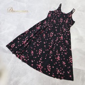 社交ダンス 衣装 Sanline サンリーヌ ドレス ワンピース ブラック系 キャミソール 花 花柄 かわいい 黒 緑 練習 レッスン 華やか 上品 ダンス衣装 イベント ステージ パーティー おしゃれ レディースピンク系 グリーン系