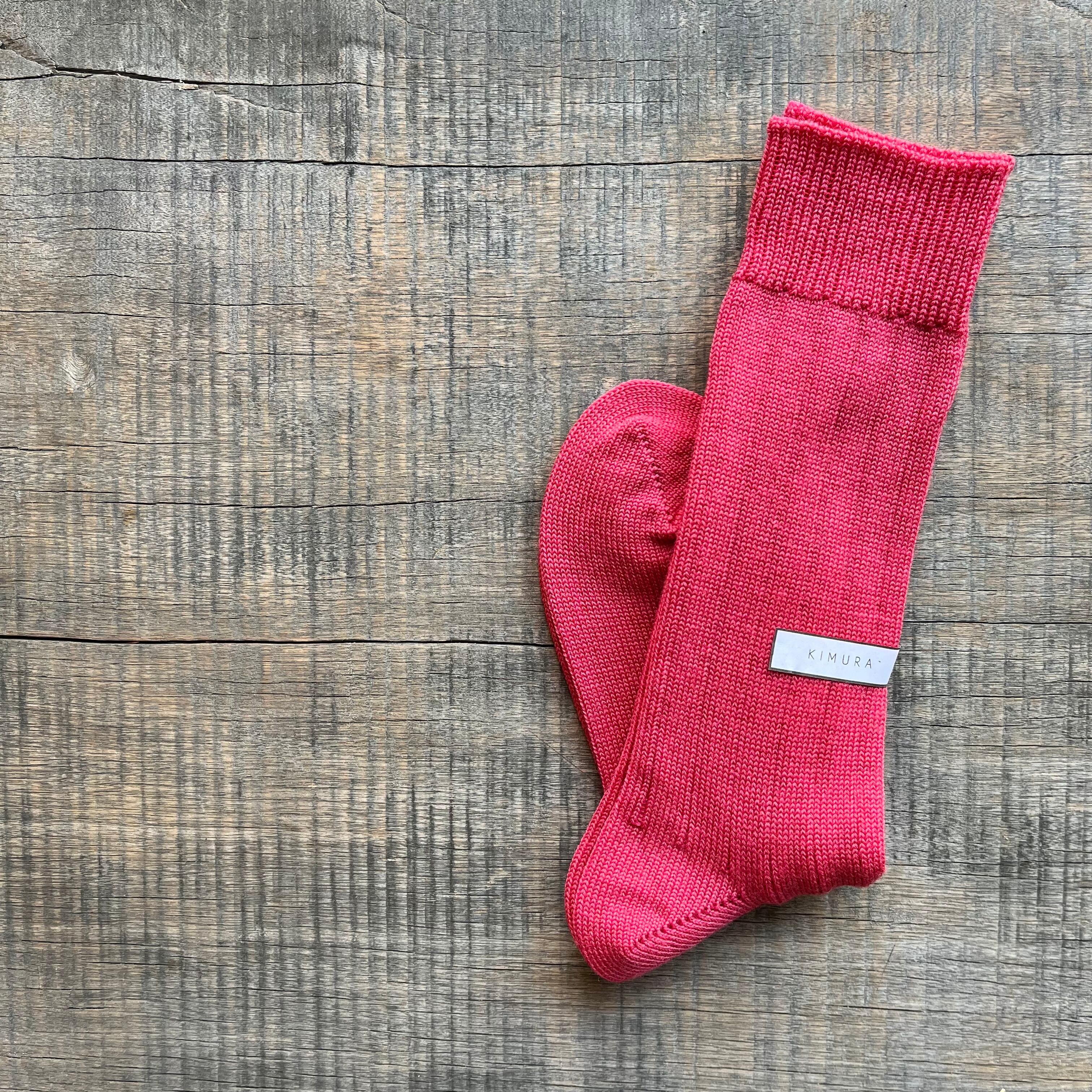 KIMURA`| MERINO WOOL RIB SOCKS 22-24cm Matte pink