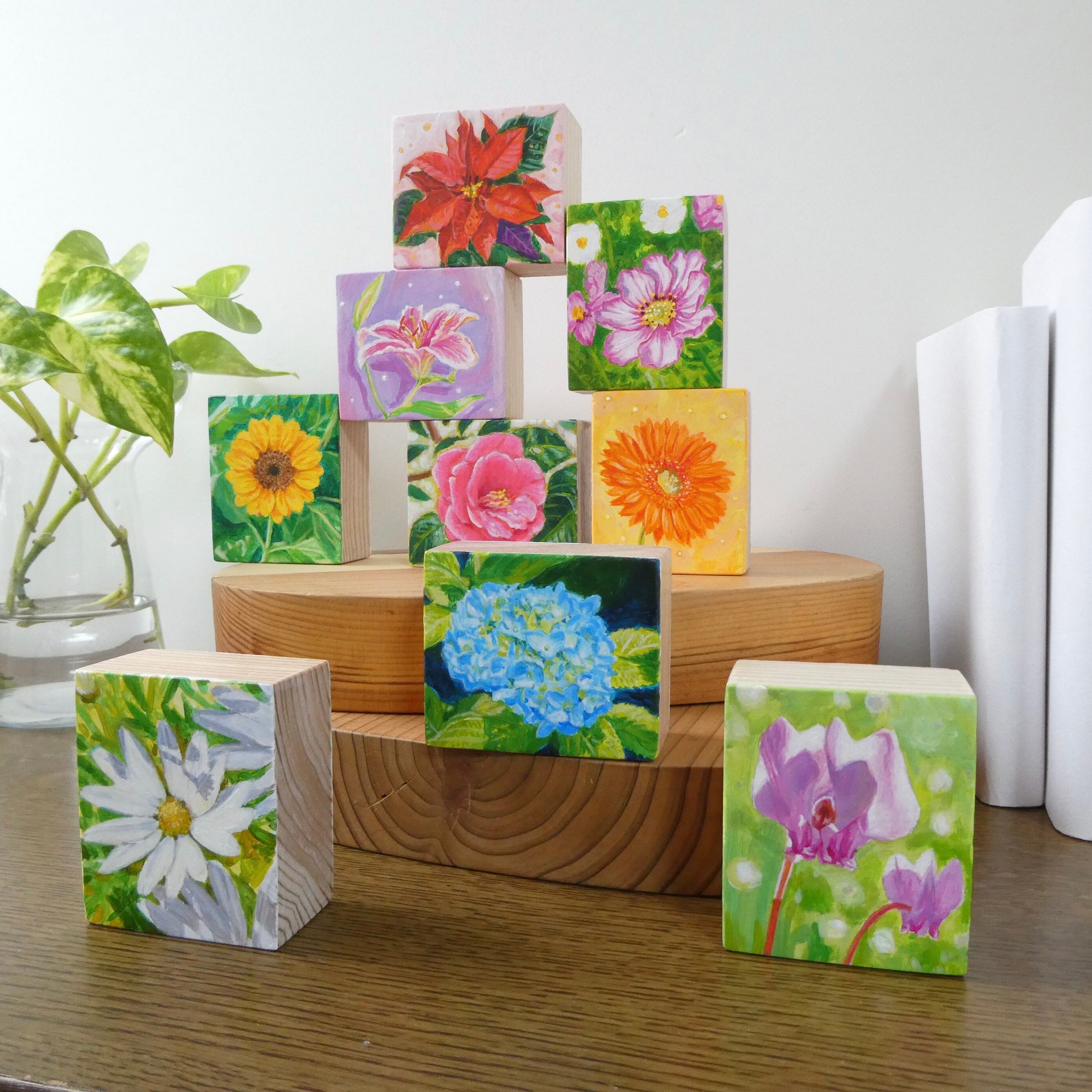 ゆりの絵 誕生花 7月のユリ）積める絵画 花つみき (Birth Flower: Lily of July