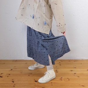 BUNON(ブノン) Khadi Thick Silk & Embroidery Layered Skirt カディシルク+刺繍 レイヤード風スカート