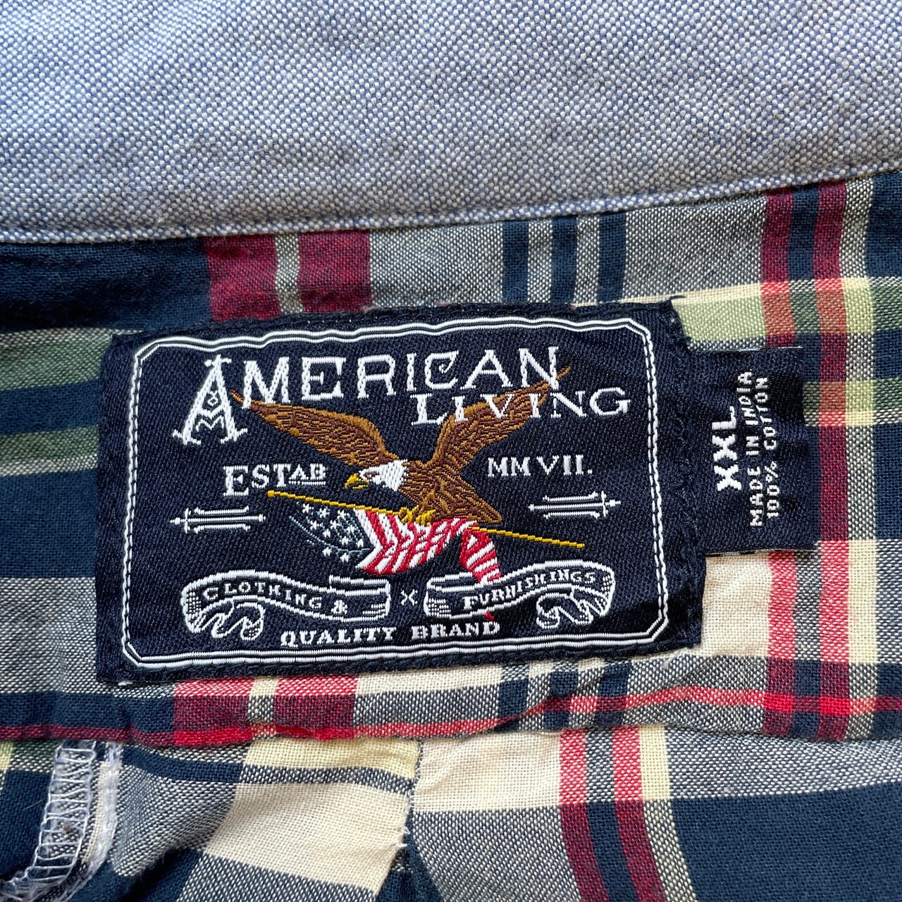 ビッグサイズ AMERICAN LIVING 長袖 マドラスチェック パッチワーク 