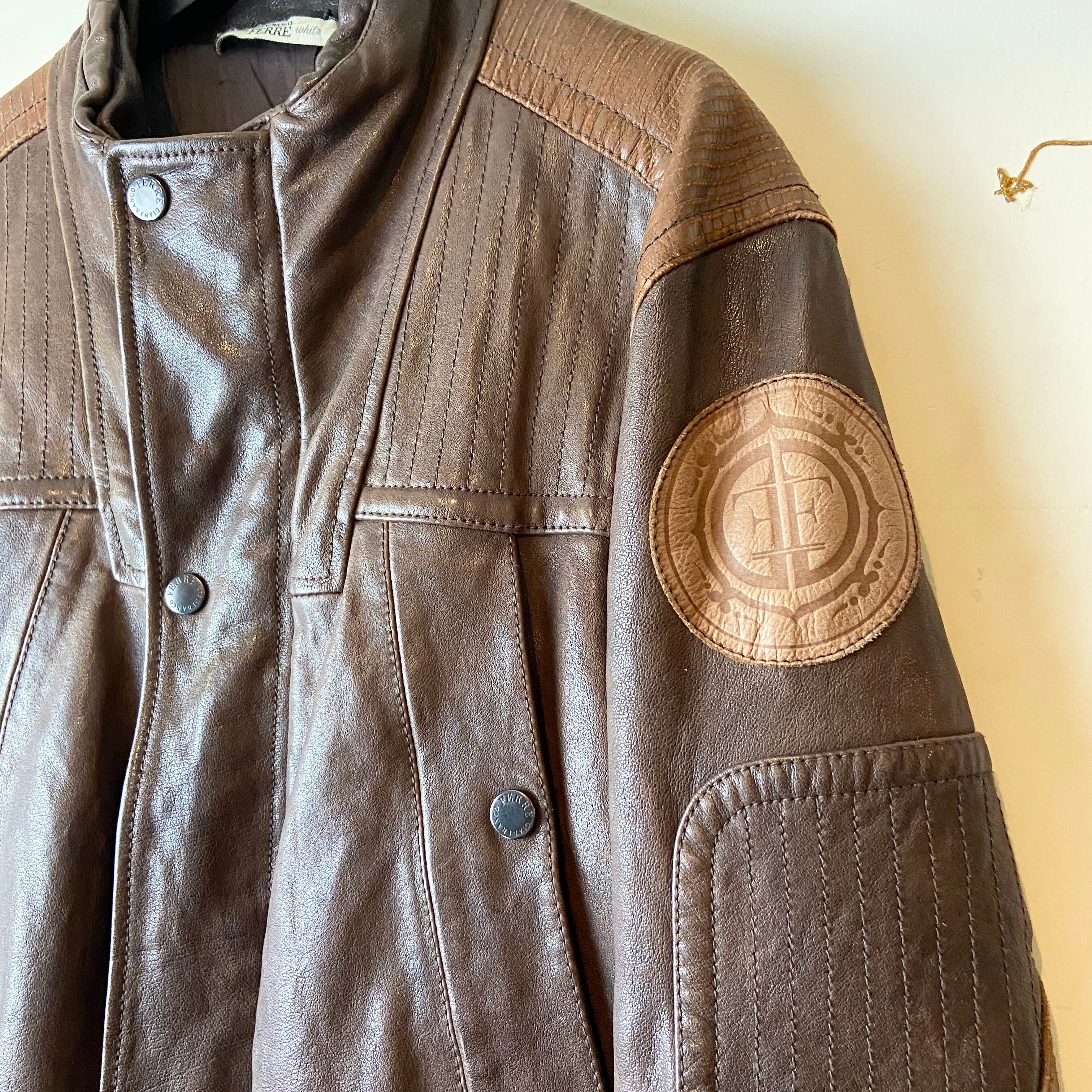 gianfranco ferre biker motif leather jacket | NOIR ONLINE