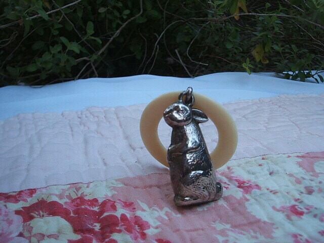 英国 シルバー ラトル ヴィンテージ　アンティーク うさぎ イギリス ビンテージ english vintage baby silver plated rattle 