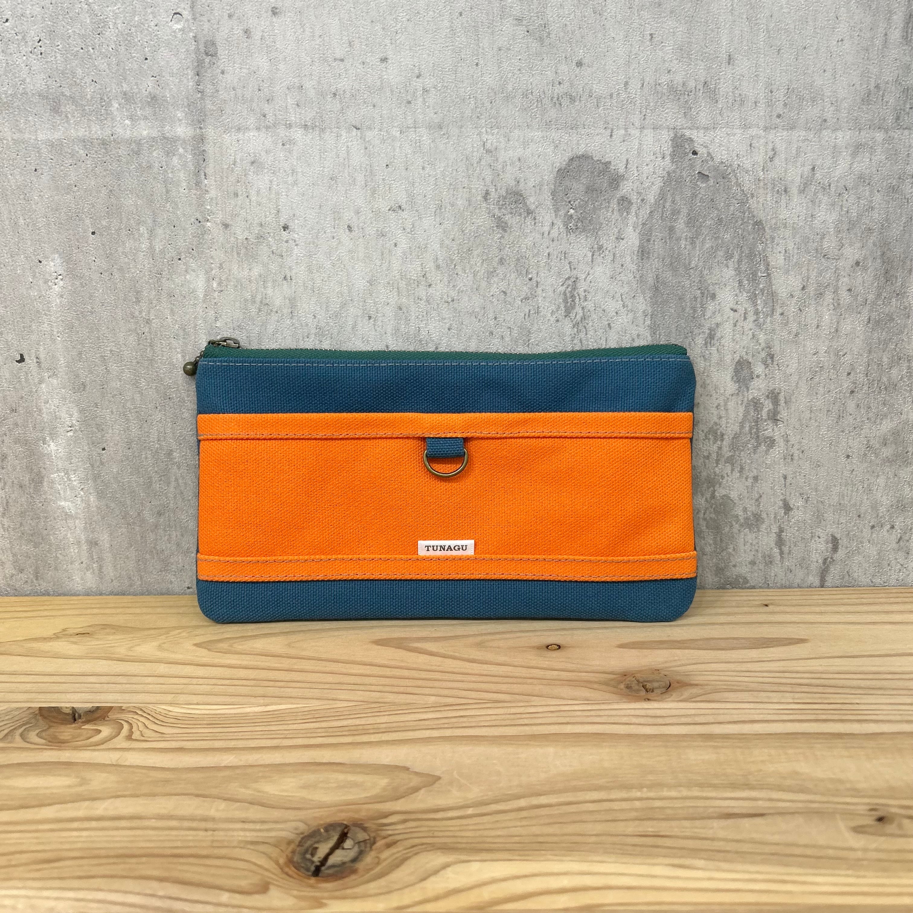 ▼Mulch Wallet pouch 【レインブルー×オレンジ】