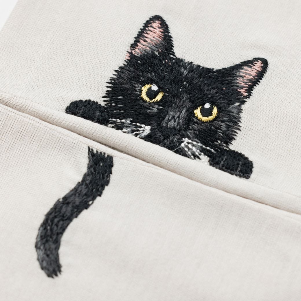 春夏限定】黒猫の刺繍／ショート・ロング／東かがわで一貫製造／UVケア