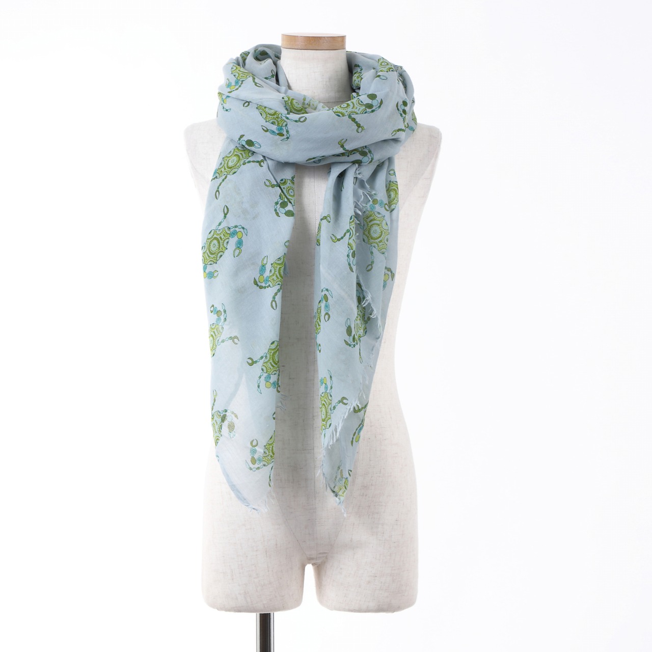 蟹柄ストール スカーフ コットン 大判コットンストール クラブ 蟹 変柄 変わり柄 面白柄 ユニーク