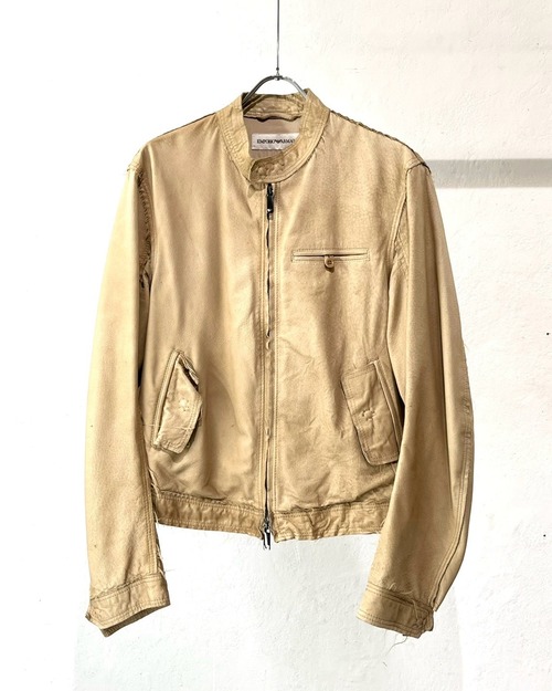 "Archive" '05 EMPORIO ARMANI Real Leather Single Riders Jacket TURKEY製