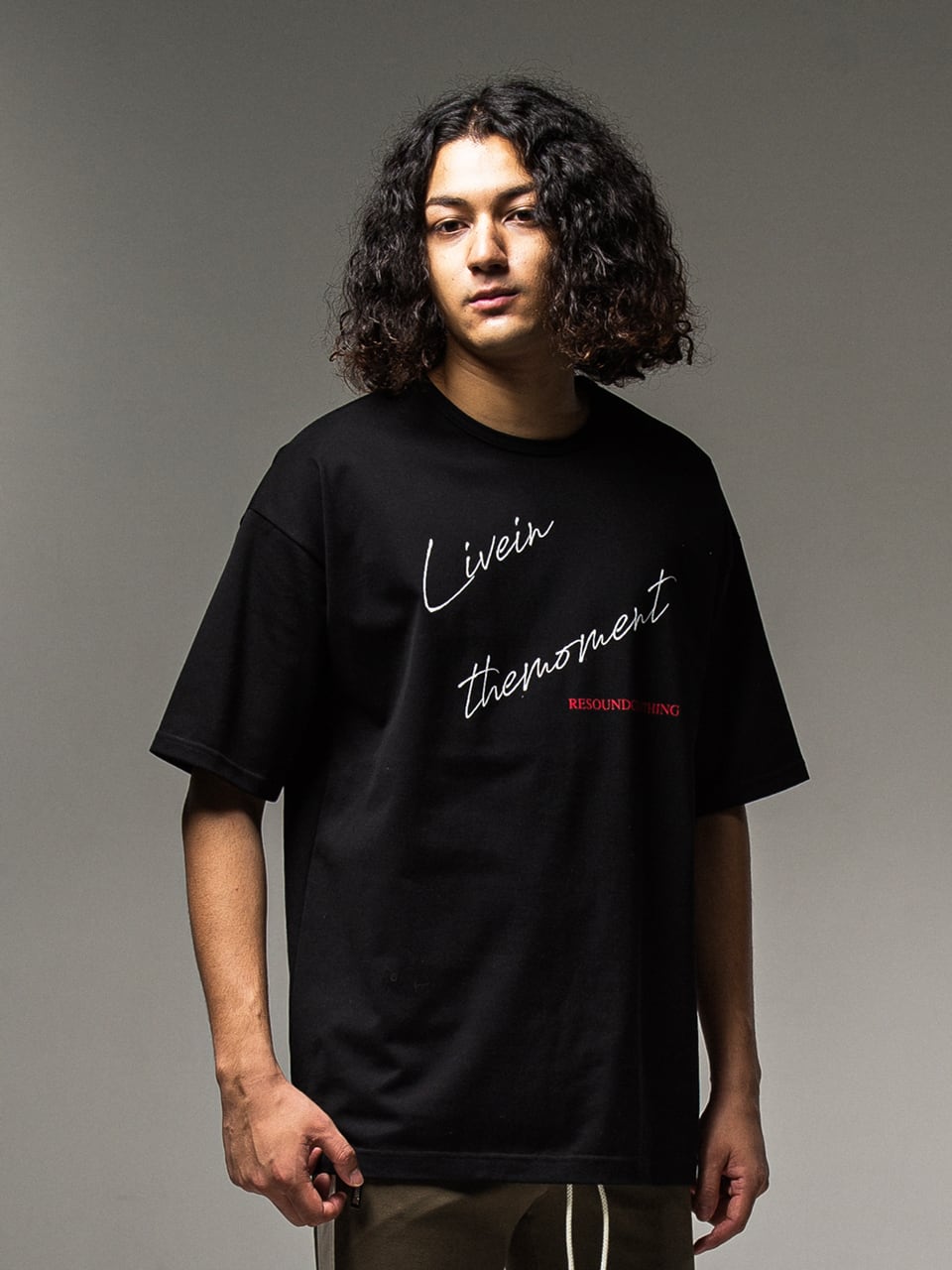 RESOUND CLOTHING (リサウンドクロージング) LIVE IN THE MORMENT LOOSE TEE / BLACK RC23-T-003-2