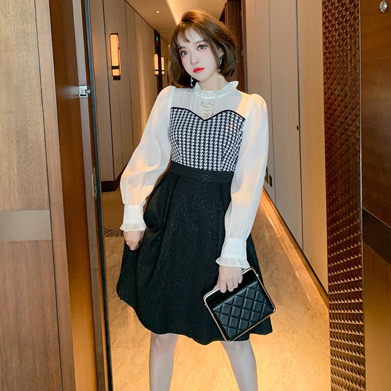 スタイルレースカラージャカードスカート ウェストドレス オータム 秋物 パニエ ペチコート ステッチ MIUCO8523770904