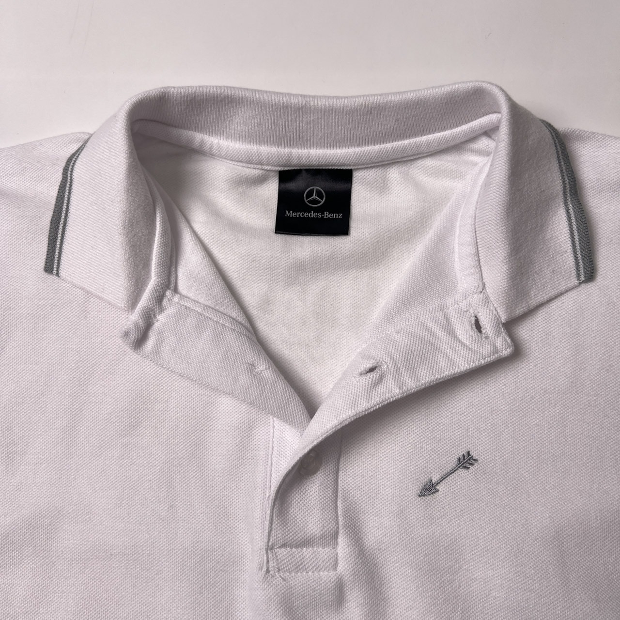 Mercedes-Benz メルセデスベンツ 半袖ポロシャツ Sサイズ程度/ホワイト /鹿の子