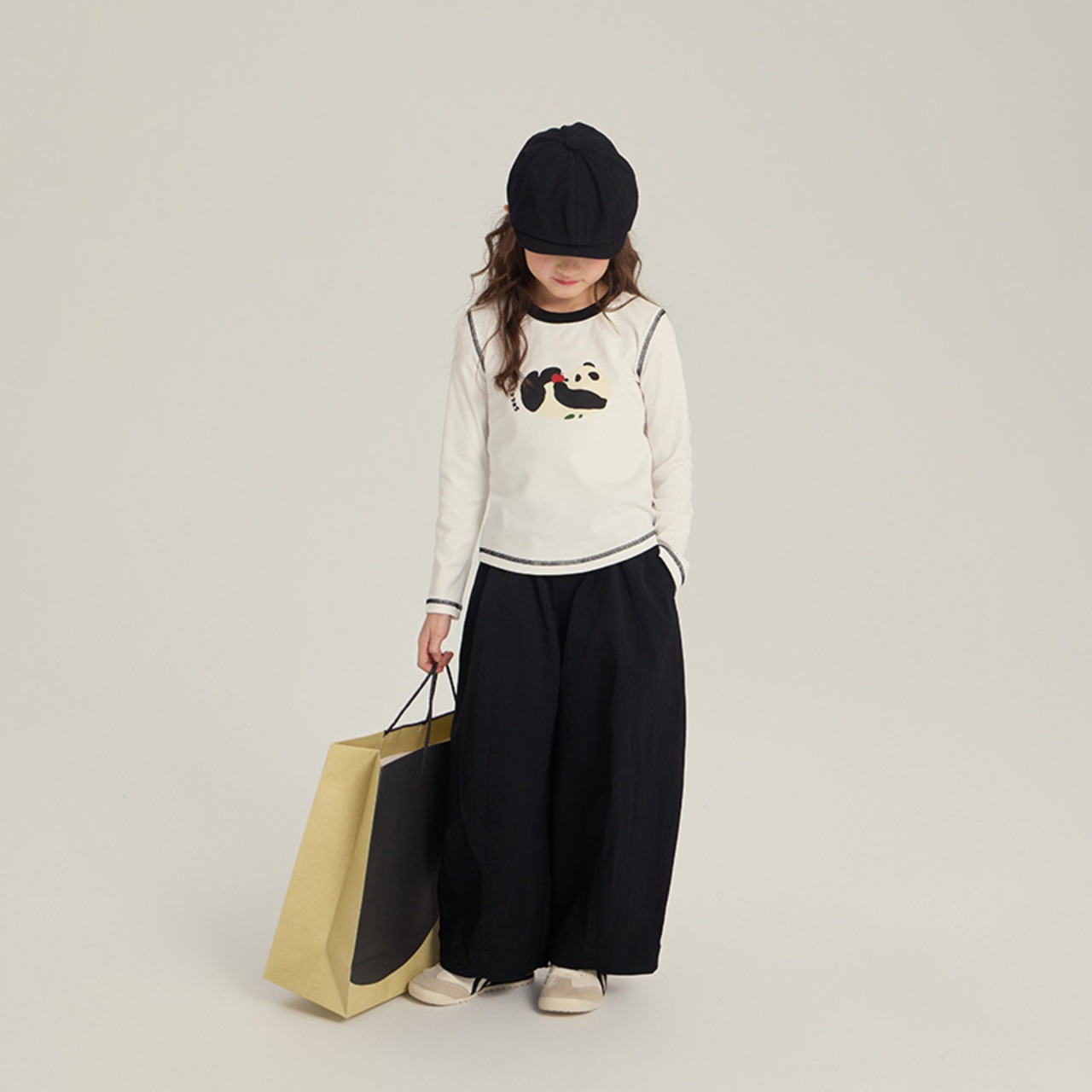 秋ピュアカラーバレルレッグパンツ