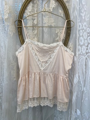 ◇SAMPLE◇ Bouquet-embroidered cotton satin camisole