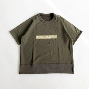 UNHALF DRAWING / SHORT SLEEVE SWEAT / BOX LOGO / KHAKI