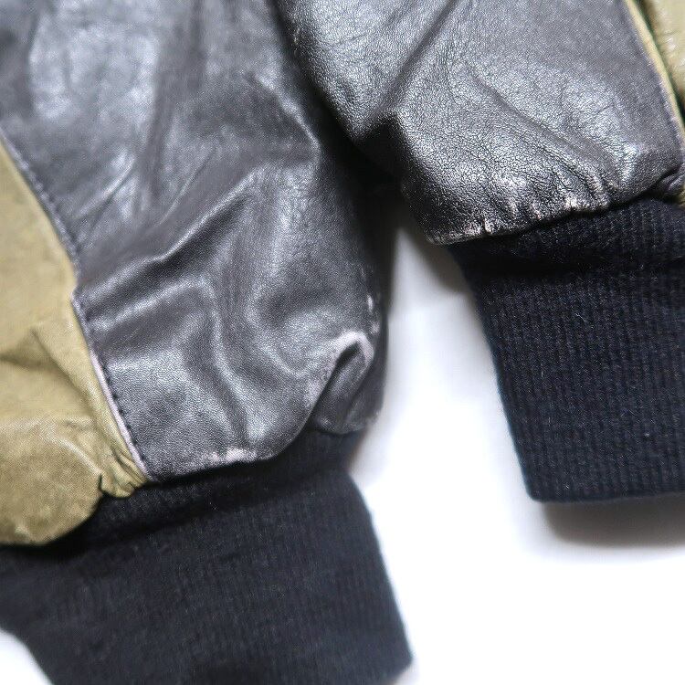 ヴィンテージ 韓国製 古着 襟付 リブ切替 レザージップアップジャケット ヴィンテージ 韓国製 古着 襟付 リブ切替 レザージップアップ