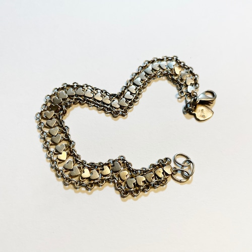 Vintage 925 Silver Heart Chain Bracelet