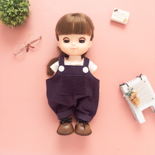 【２点セット】トレーナーサロペット服（パープル白T）メルちゃんソランちゃん