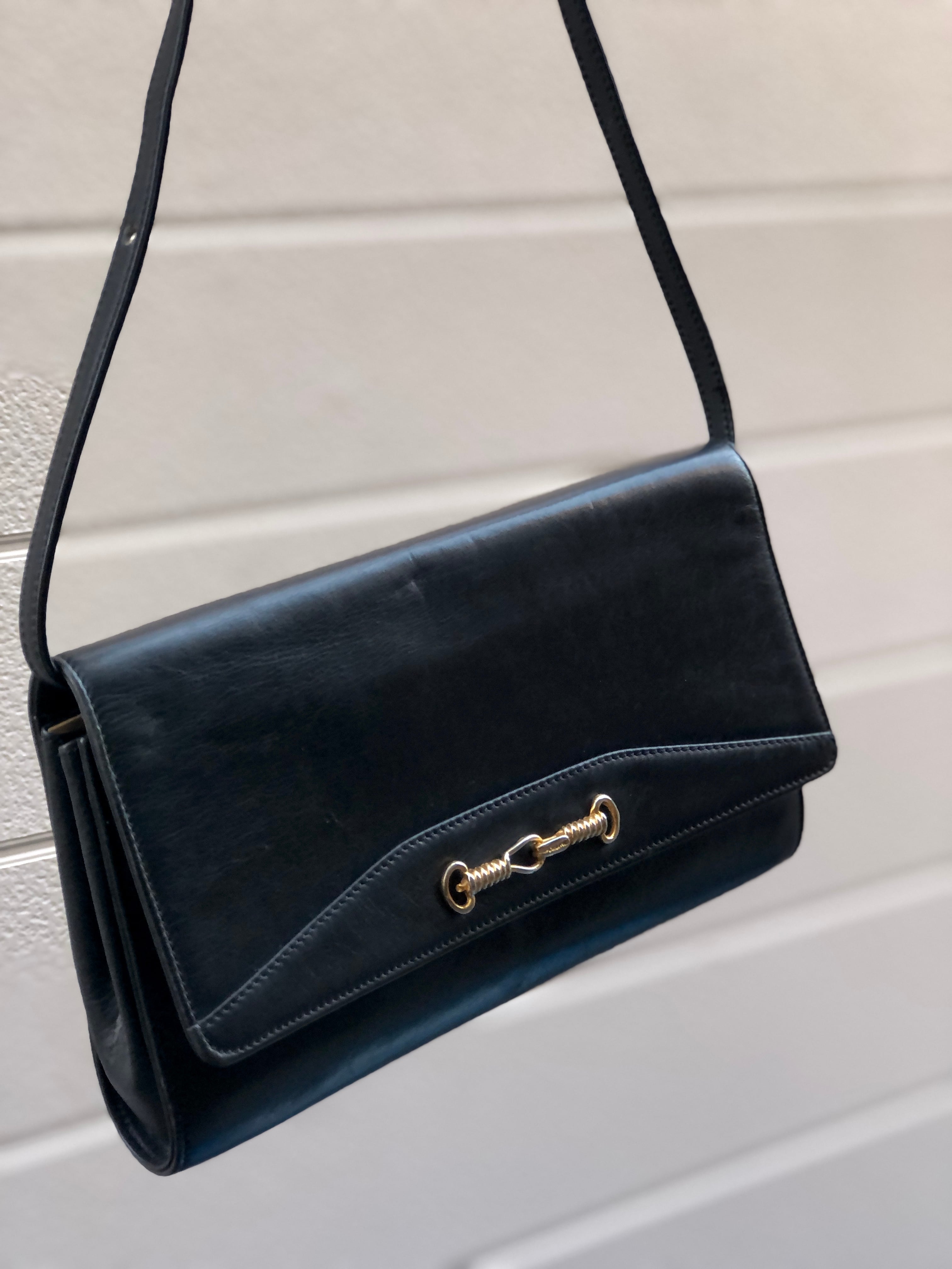 CELINE　セリーヌ　ホースビット　レザー　2way　クラッチ　ショルダーバッグ　ブラック　vintage　ヴィンテージ　オールドセリーヌ　z4nx75