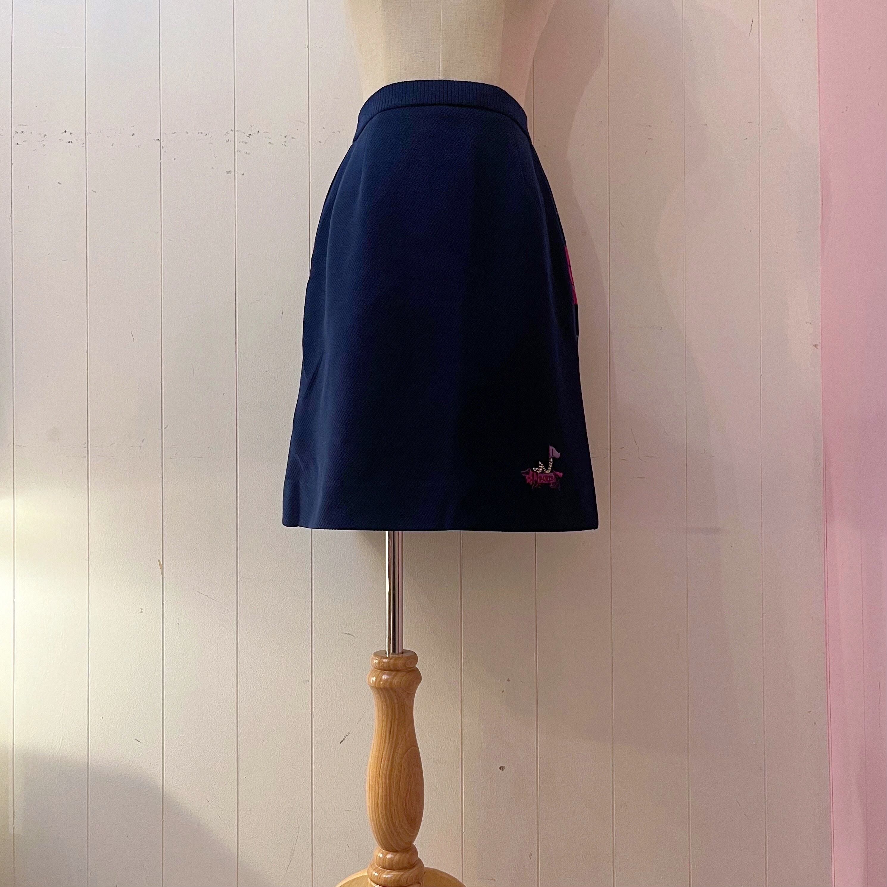 navy ride rib mini skirt