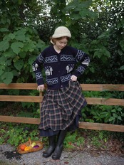 Forêt Tartan Check Wool Volume Skirt F0867