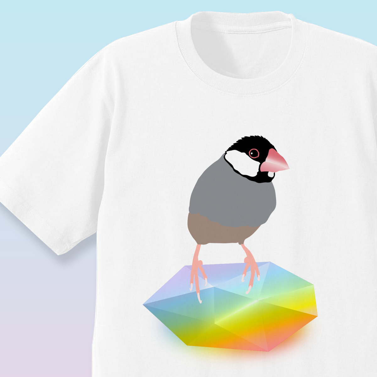 あやたろ　作家様　鳥ちゃん きみたろちゃん×ことりちゃん 桜文鳥 Tシャツ | ことりちゃん