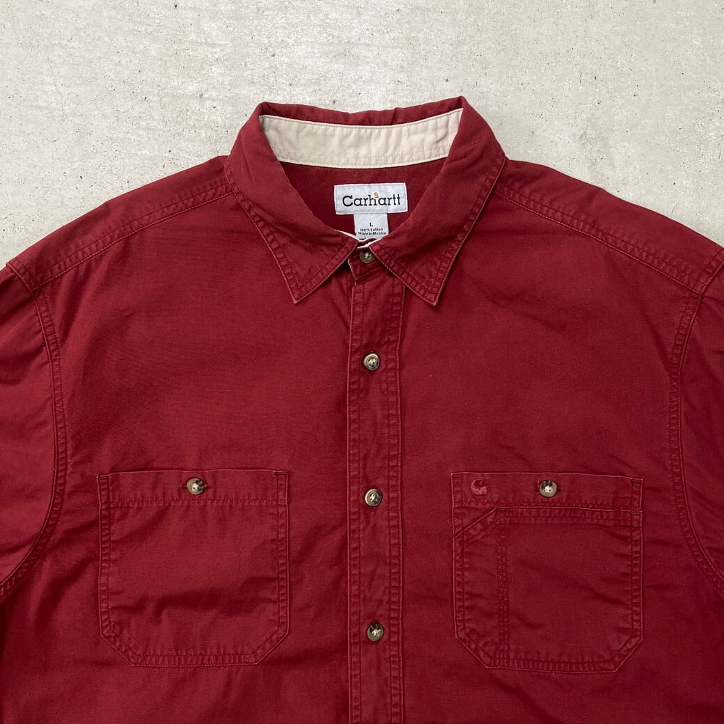 Carhartt カーハート 半袖ワークシャツ メンズXL相当 古着 ボルドー