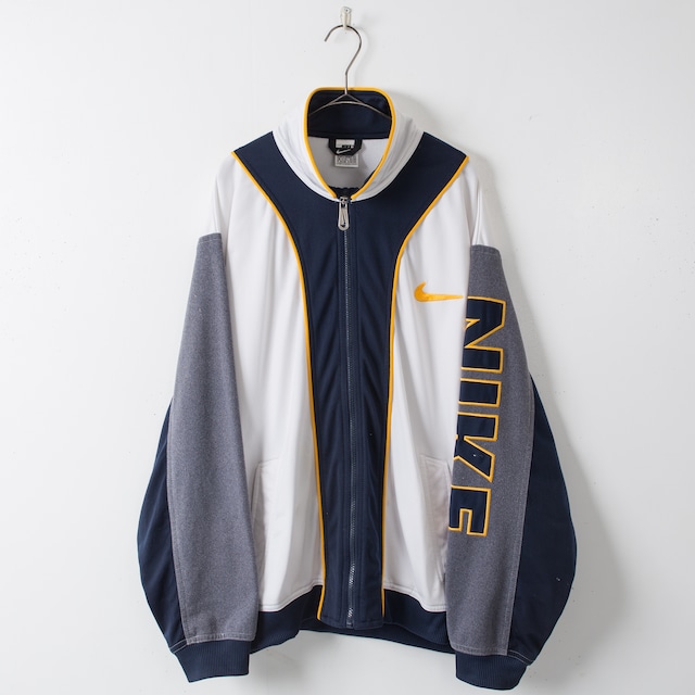 1990s vintage "NIKE" piping design embroidery track jacket / From EUROPE