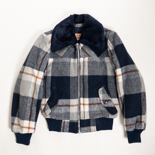 1970s "Italian Vintage" Navy Wool Check Sport Jacket, Dead Stock