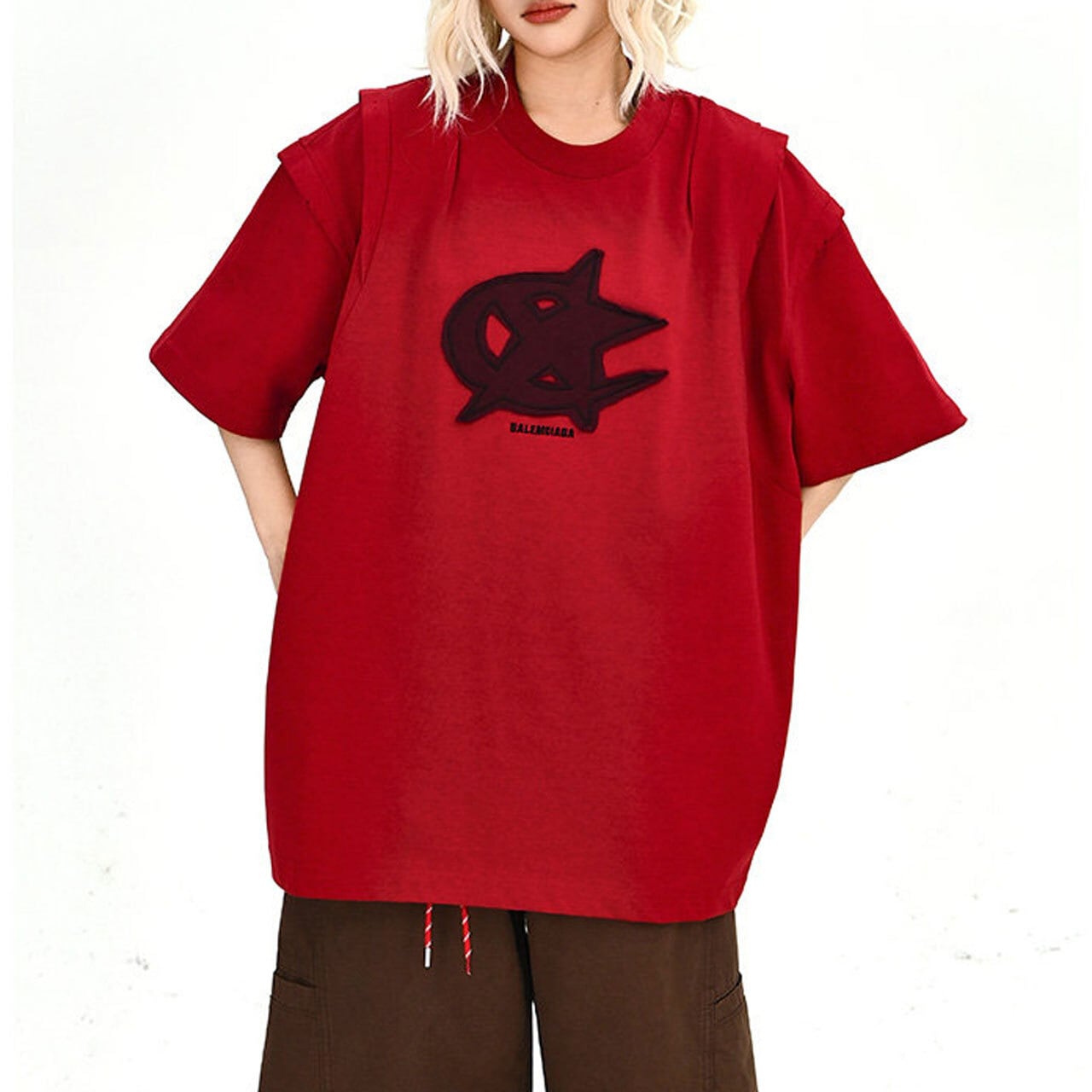 グラフィックモチーフウィングショルダーTシャツ 2col R02043