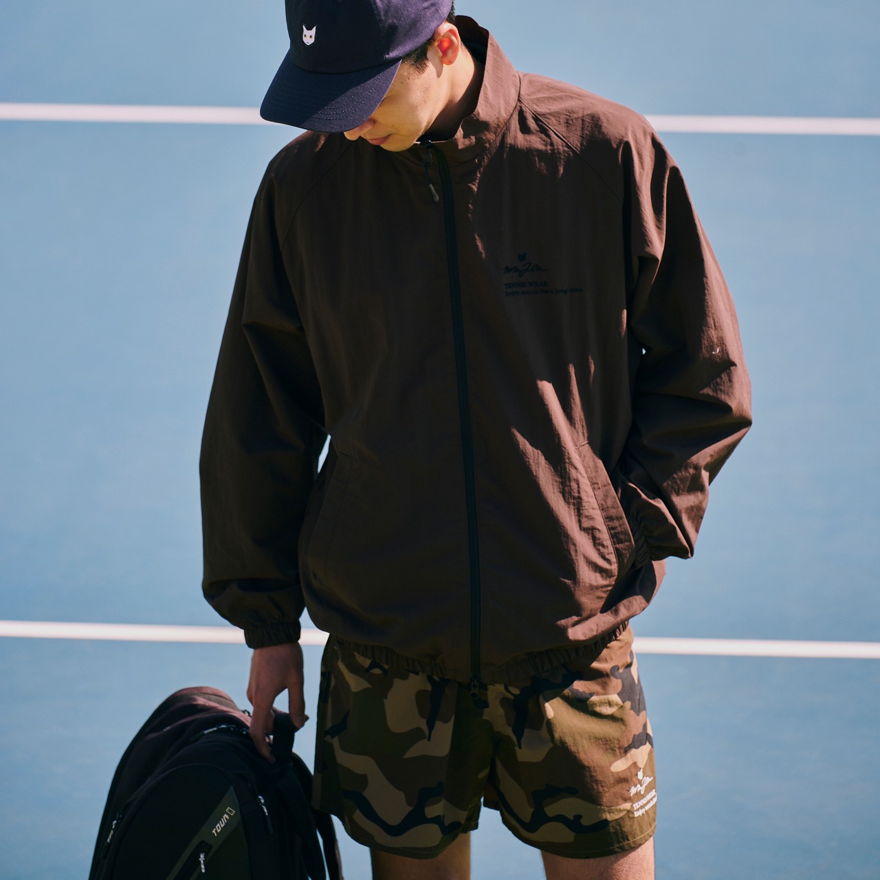 Slogan.コットンライクナイロンジャケット_ダークチョコレート