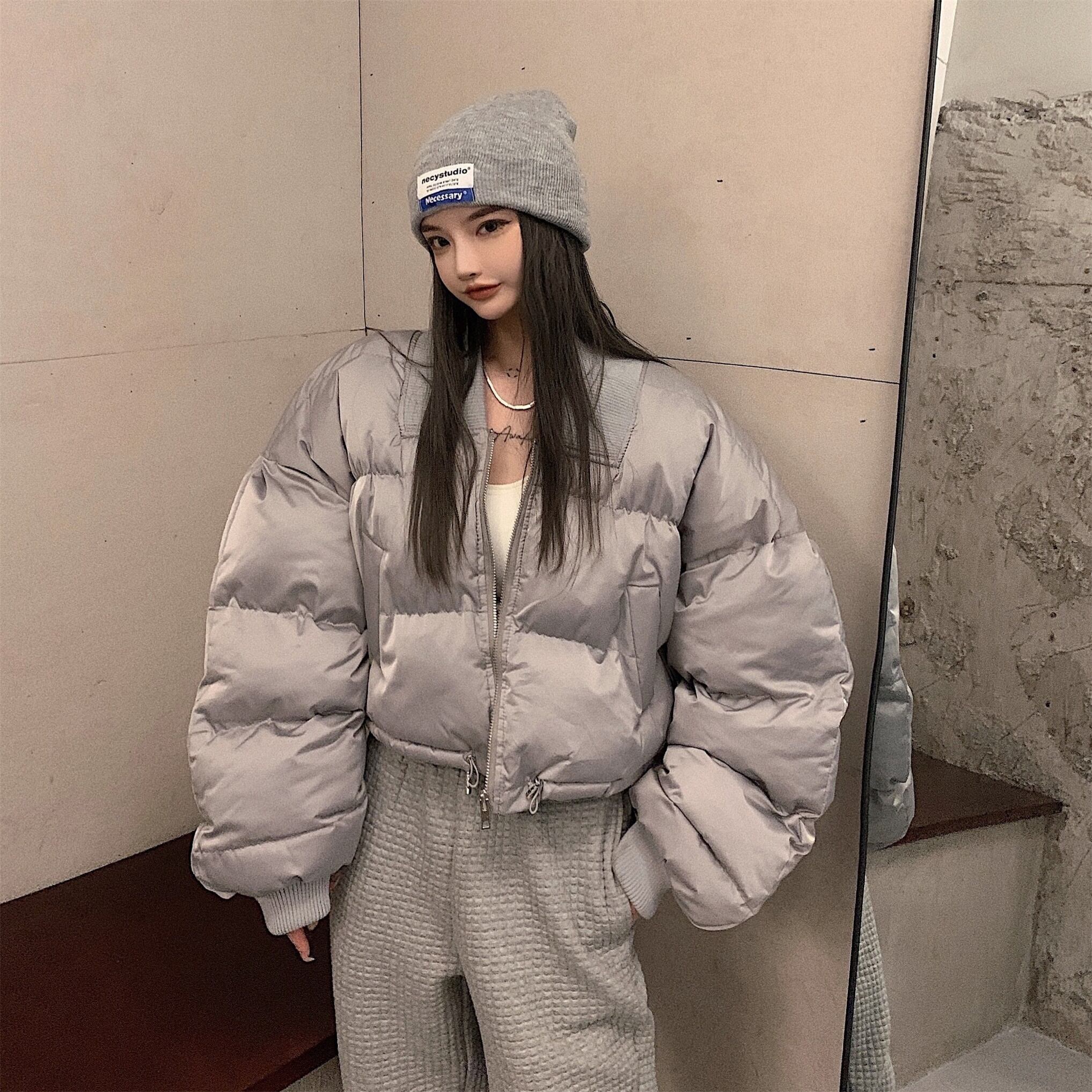 ショートジャケット ウィンタージッパールーズトップス 冬物 YY-ファッション95894650788