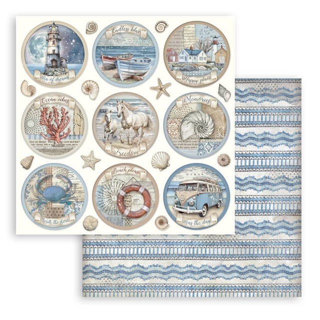 Stamperia Scrapbooking Small Pad 8インチ Double Faced - Silent Sea　両面デザインペーパーパッド10枚入り　SBBS125【Stamperia（スタンぺリア）】[ST-138p]