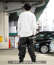 ◆ストレッチPU レザー ワイドカーゴパンツ◆wi-417088