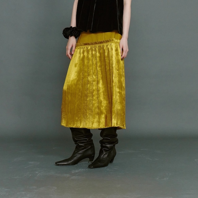 metallic velvet flare skirt　＜sk100315＞