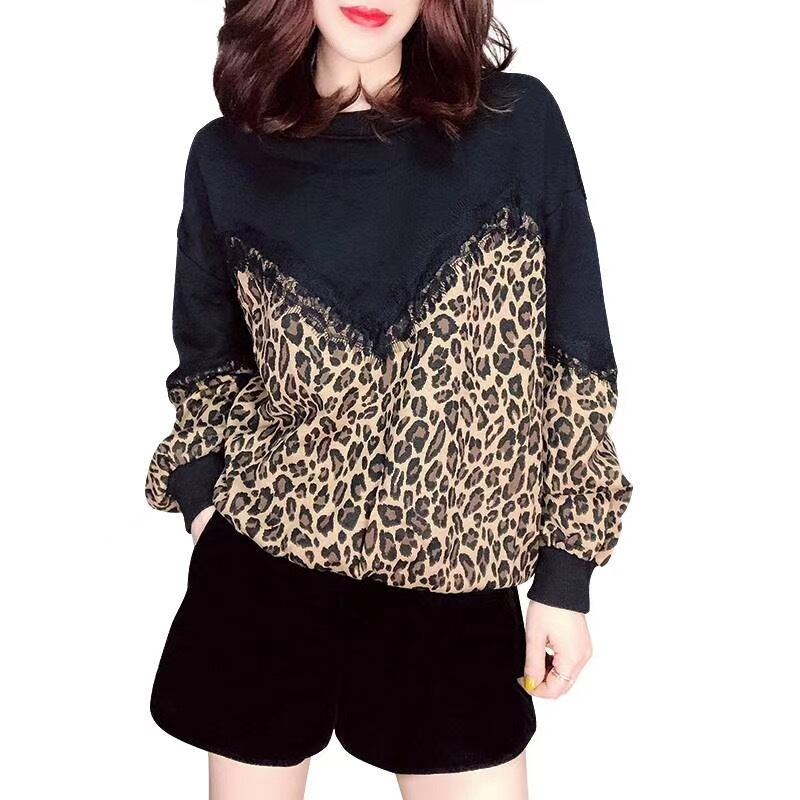 フロントレースレオパード柄トップス