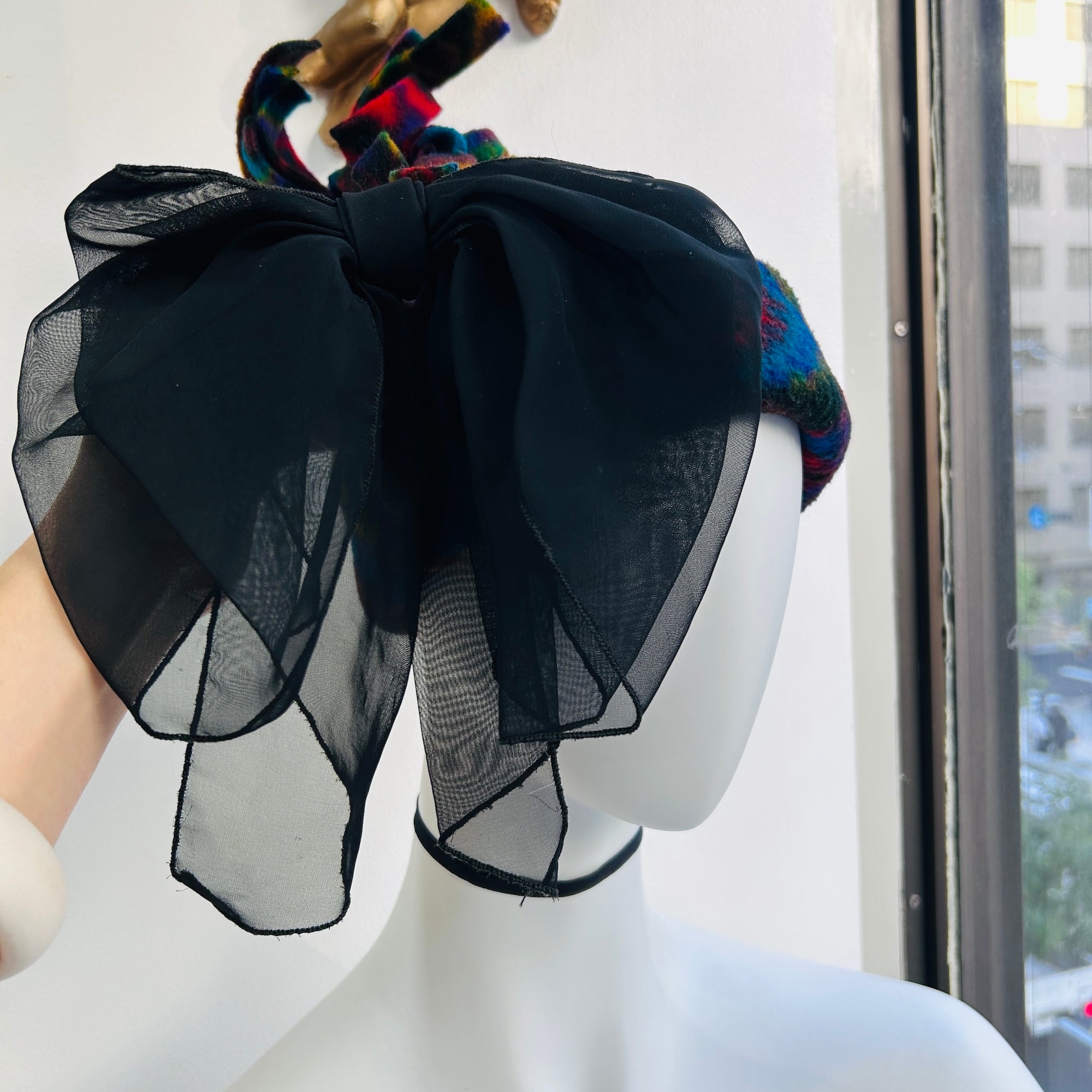 vintage 80s 90s B-I-G BLACK シフォンリボンバレッタ | Milo Antiques