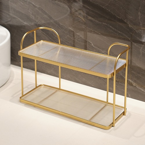 収納 ラック 卓上 ゴールド 金色 バスルーム コスメ 化粧品 スキンケア おしゃれ 可愛い 韓国 北欧