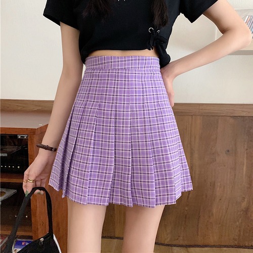 ✞ きれいめ☆スリムスカート スタンダードチェック柄プリーツ レトロ ✞ゴスロリ SM ミリ 甘ロリ クラロリ 和ロリ エレガント 黒ロリ 姫ロリ 華ロリ BB-BB7175589