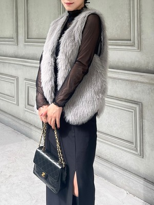 fur vest  / 2color
