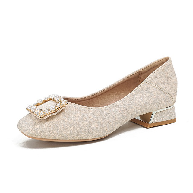 【33-43】Pearl buckle glitter pumps　M4061