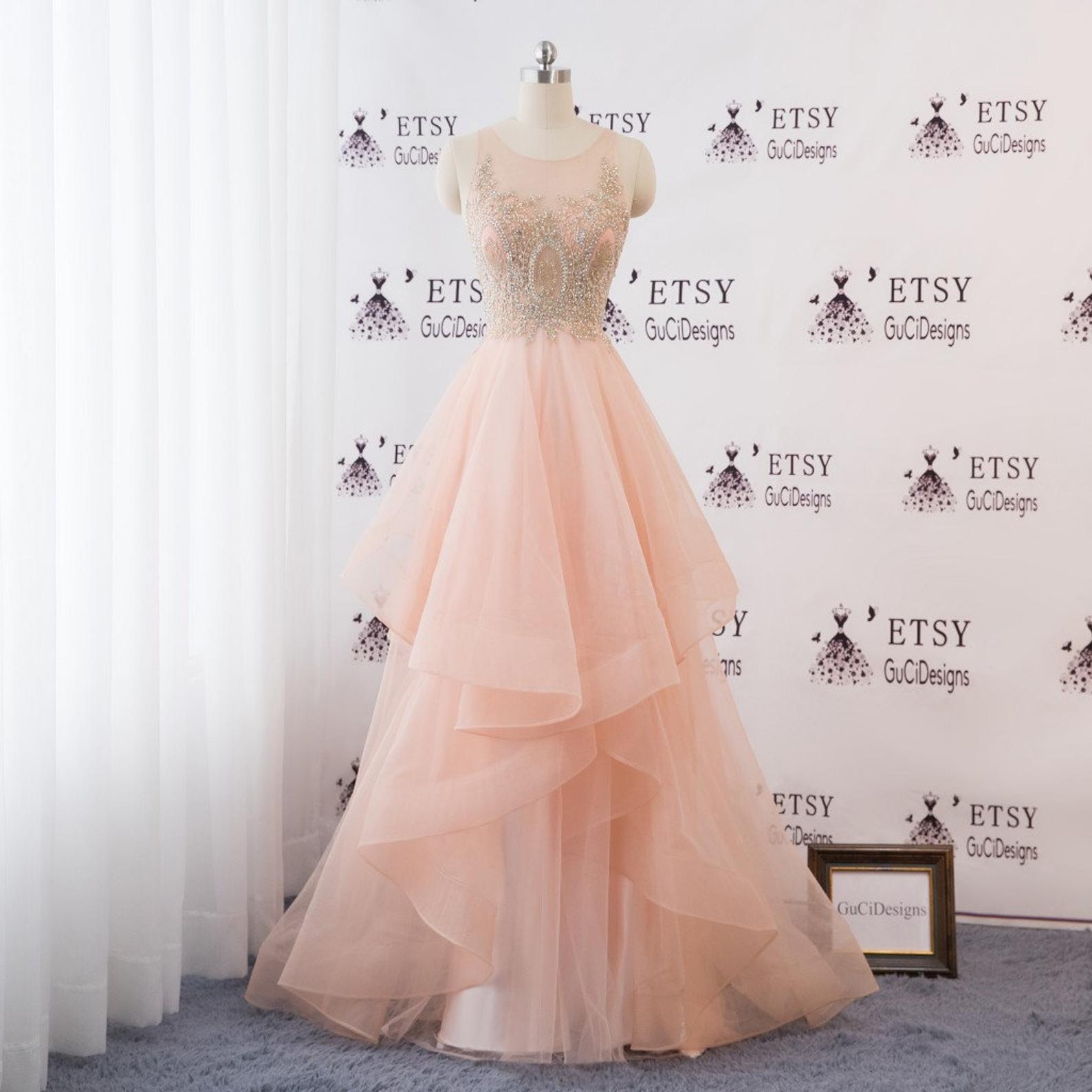 高品質！パーティードレス 薄ピンク ソフトチュール ハンドビー  